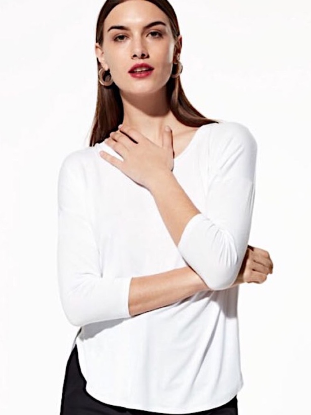 Aritzia Babaton Norris Long Sleeve T-Shirt White Size XXS